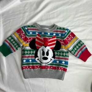 Disney Store Infant 0-3 Months Sweater Family Christmas Minnie Sweater